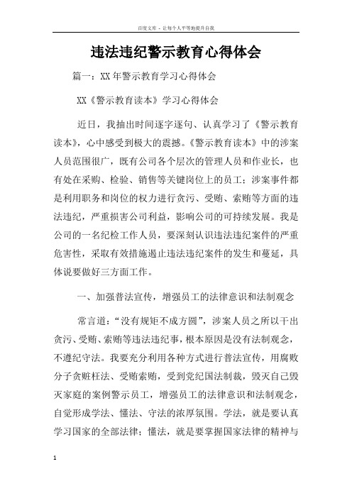 违法违纪警示教育心得体会