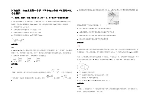 河南省周口市商水县第一中学2021年高三物理下学期期末试卷带解析