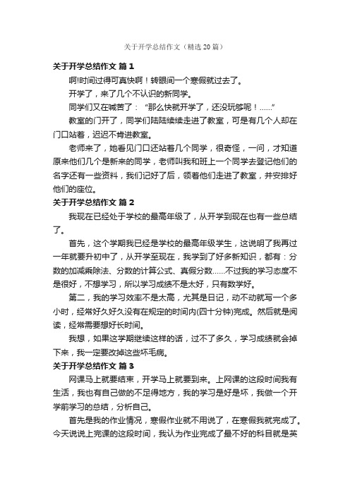 关于开学总结作文（精选20篇）