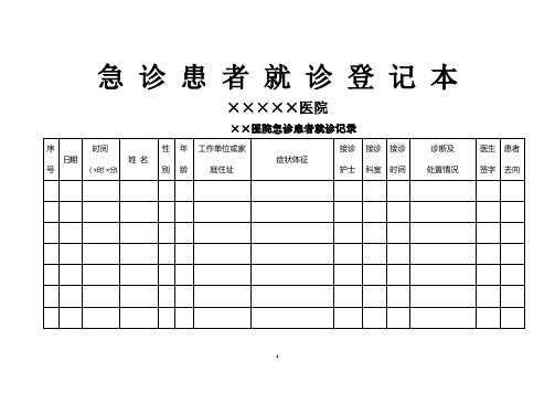 患者就诊各种登记表