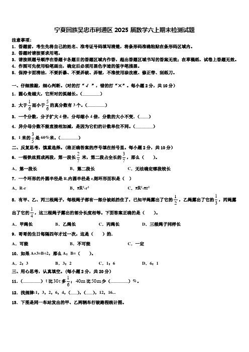 宁夏回族吴忠市利通区2025届数学六上期末检测试题含解析