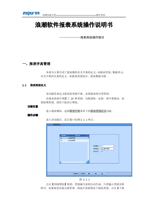 浪潮软件报表系统操作说明书