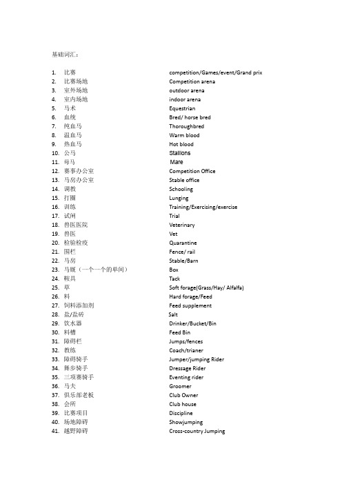 常用马具英文词汇