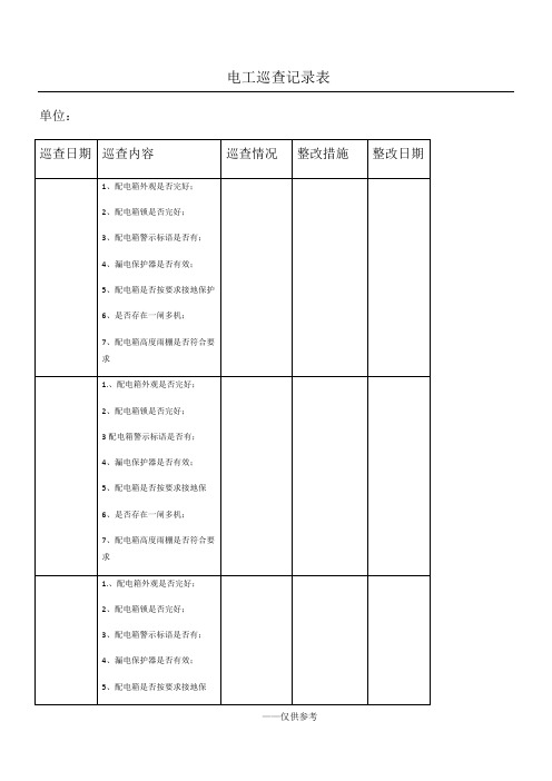 配电箱日常巡查记录表