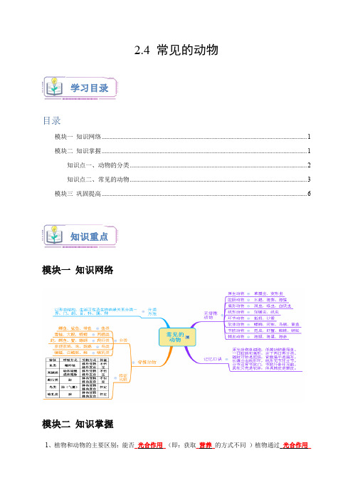 常见的动物(原卷版)