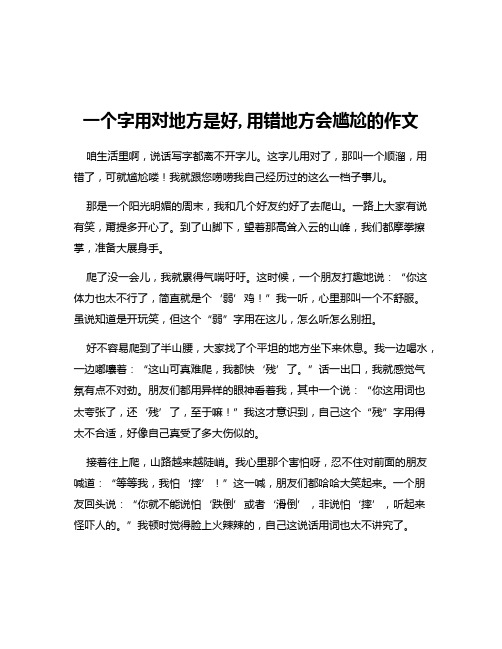 一个字用对地方是好,用错地方会尴尬的作文