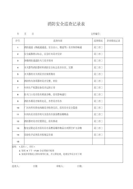 (完整版)消防安全巡查记录表