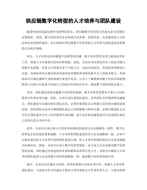 供应链数字化转型的人才培养与团队建设