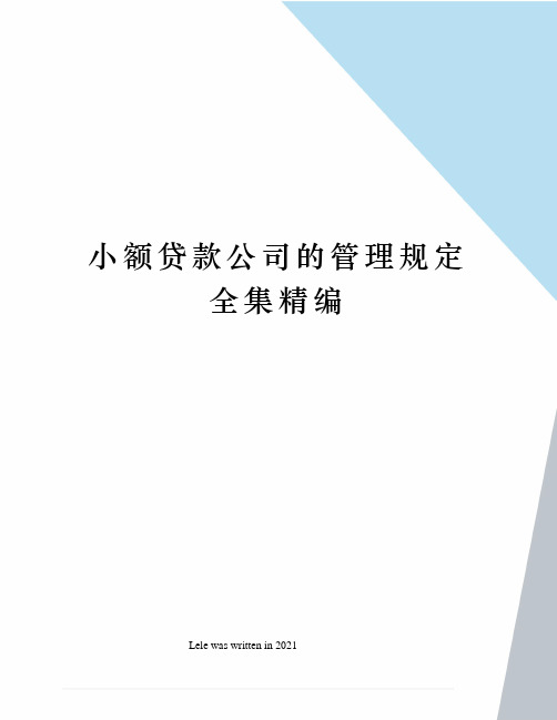 小额贷款公司的管理规定全集精编