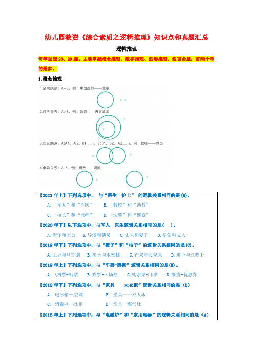 幼儿园教资《综合素质之逻辑推理》知识点和真题汇总