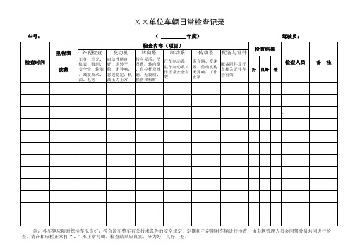 公务车辆日常检查记录表