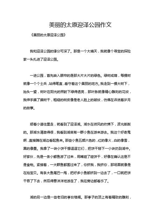 美丽的太原迎泽公园作文