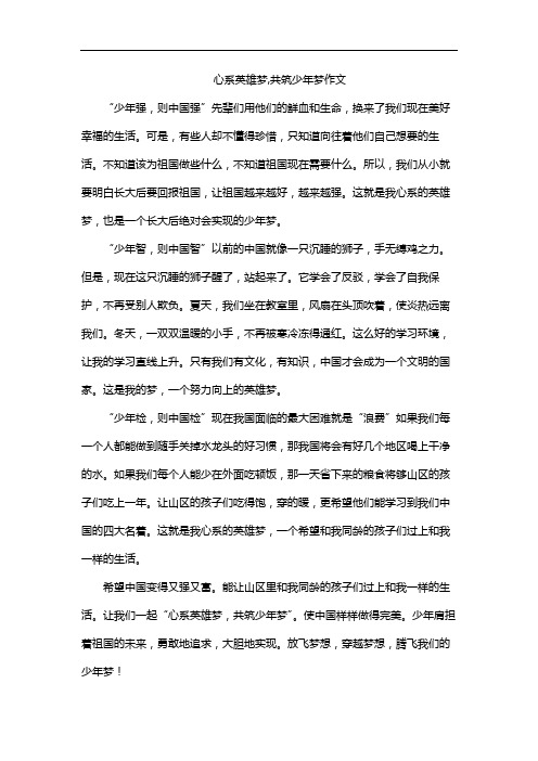 心系英雄梦,共筑少年梦作文