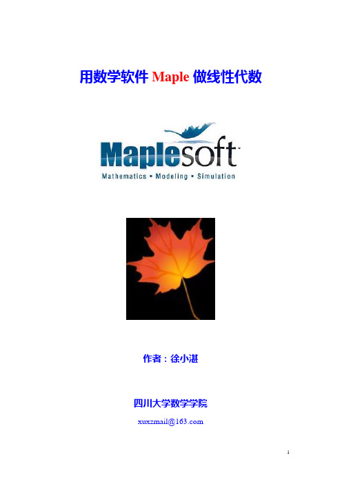 用数学软件Maple做线性代数(2013.5.15)