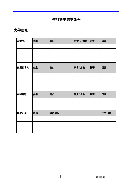 SAP物料清单维护流程