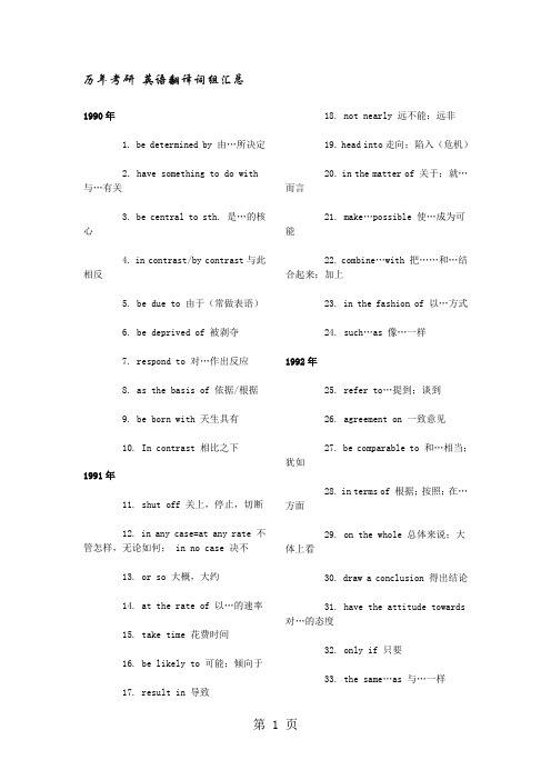 历年考研翻译词组汇总共7页文档