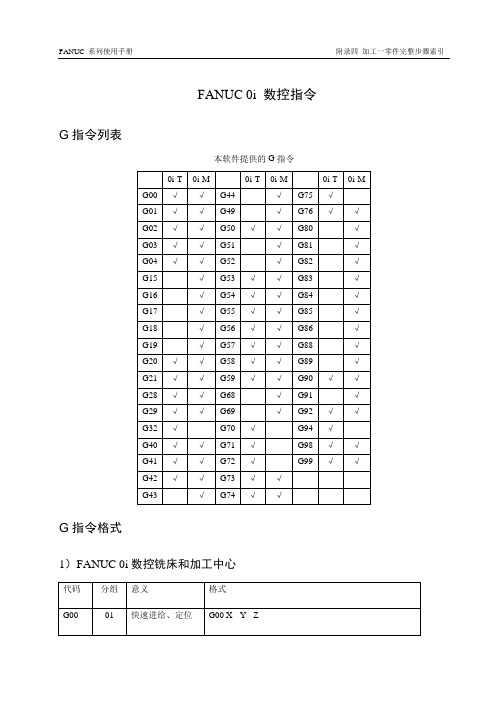 fanuc 0i系统指令