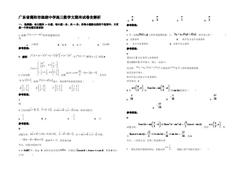 广东省揭阳市渔湖中学高三数学文期末试卷含解析