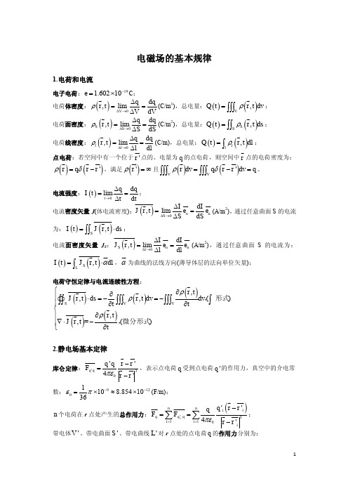 电磁场基本规律-公式