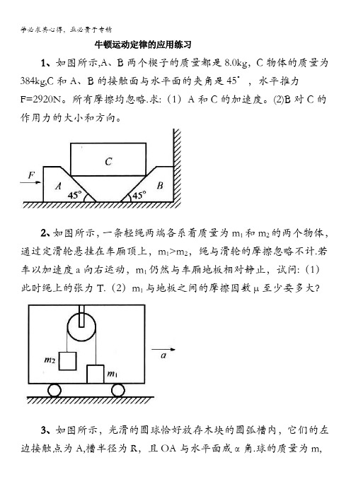 黑龙江省大庆市喇中高考物理二轮复习材料——牛顿运动定律的应用练习 含答案