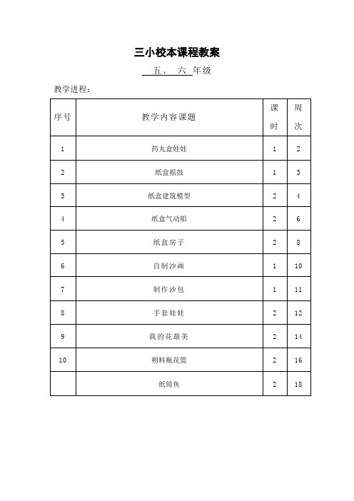 小学五六年级手工制作校本课程教案