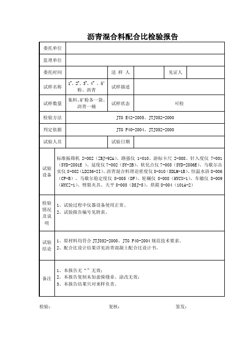 沥青混合料配合比设计报告