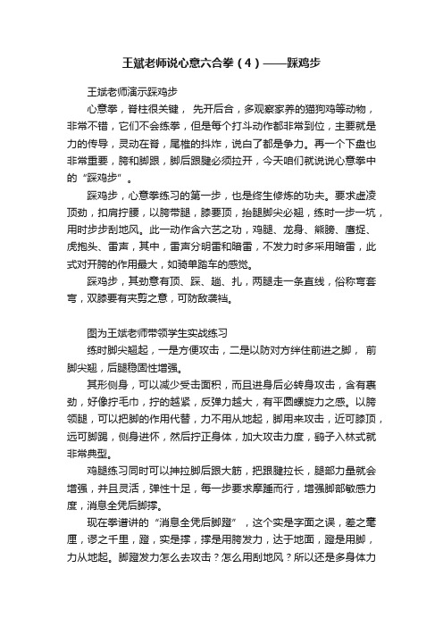 王斌老师说心意六合拳（4）——踩鸡步