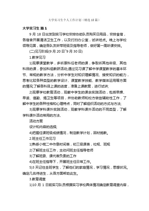 大学实习生个人工作计划（精选18篇）