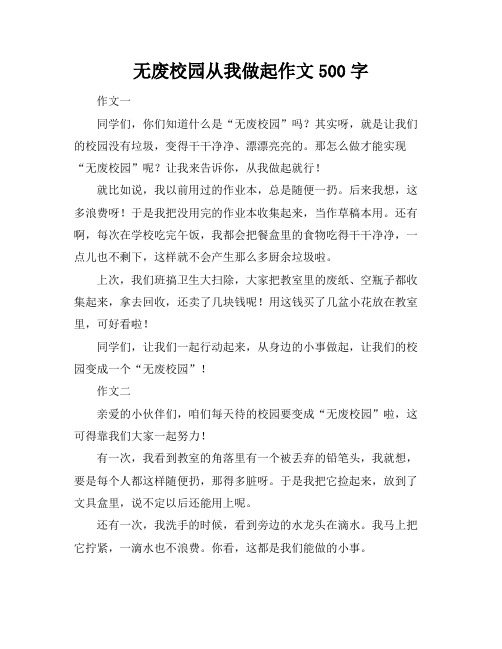 无废校园从我做起作文500字