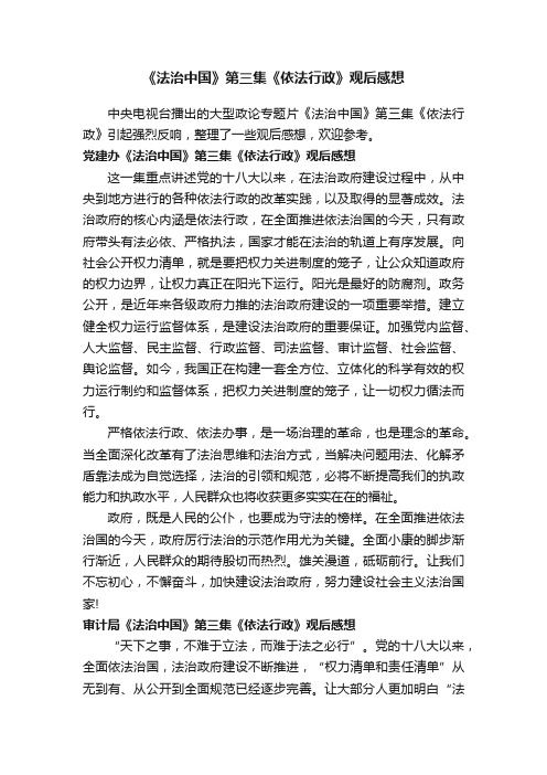 《法治中国》第三集《依法行政》观后感想