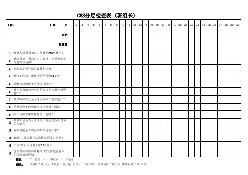 CMS分层检查表(班组长)