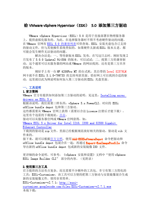 给VMware vSphere Hypervisor(ESXi) 5.0 添加第三方驱动