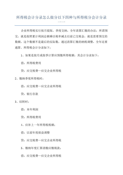 所得税会计分录怎么做分以下四种与所得税分会计分录一一