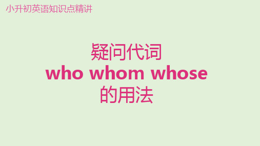 小升初英语知识点 疑问代词who whom whose的用法