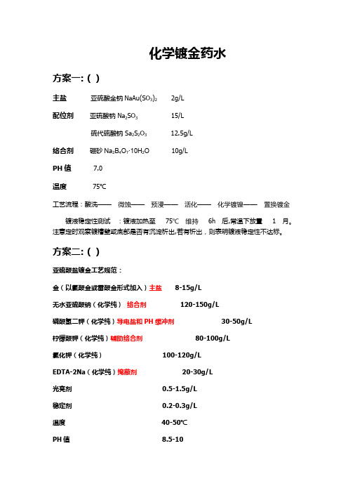 镀金药水配方