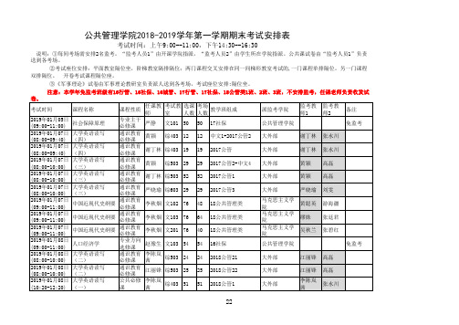 201920191期末考试安排表