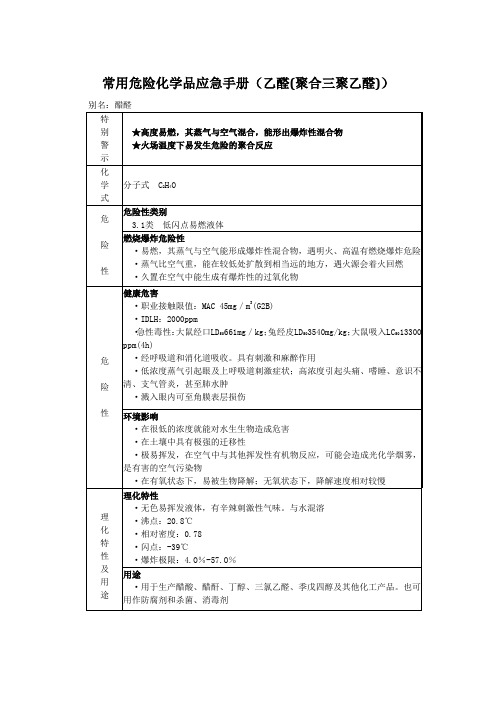 常用危险化学品应急手册(乙醛(聚合三聚乙醛))