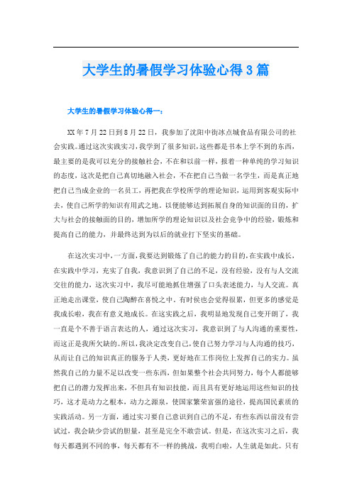 大学生的暑假学习体验心得3篇