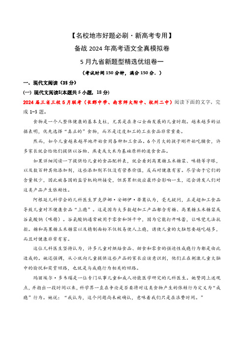 2024年5月九省新题型卷-高考语文各地模考好题优选优组卷(新高考卷区)解析版