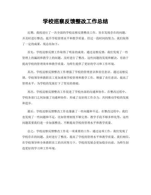 学校巡察反馈整改工作总结