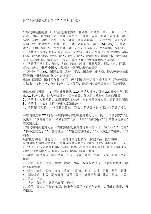 新广告法违禁词汇总表