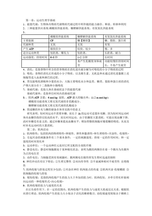 运动生理学 复习材料