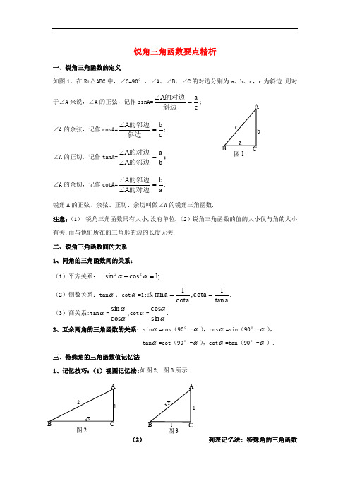 九年级数学上册 24.3 锐角三角函数要点精析素材 (新版)华东师大版