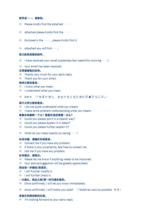 英文邮件常用表达多种经典表达