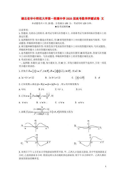 湖北省华中师范大学第一附属中学2020届高考数学押题试卷 文