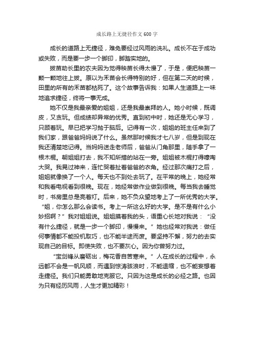 成长路上无捷径作文600字_初二写景作文_