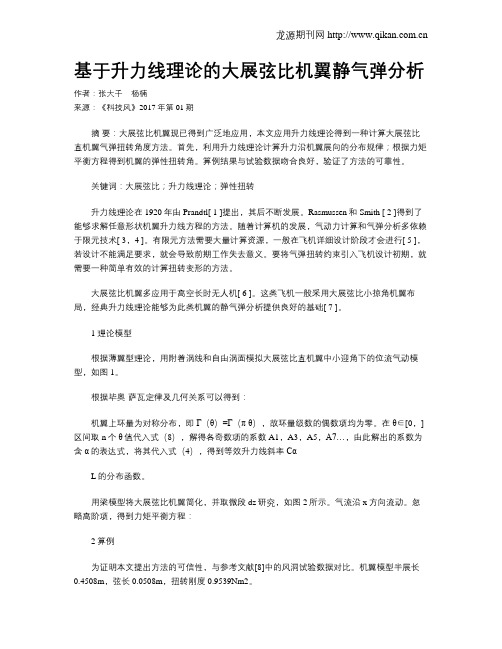 基于升力线理论的大展弦比机翼静气弹分析