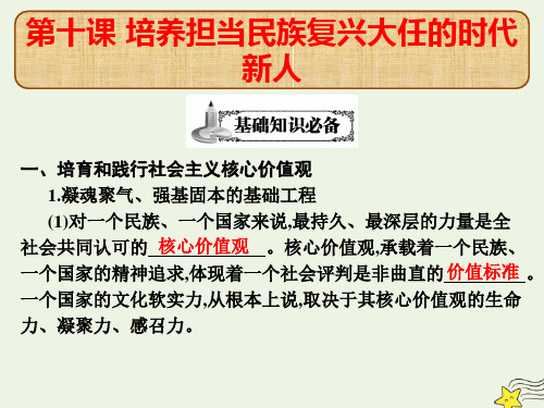 2021届高考政治总复习第十课培养担当民族复兴大任的时代新人课件新人教版必修3.pptx