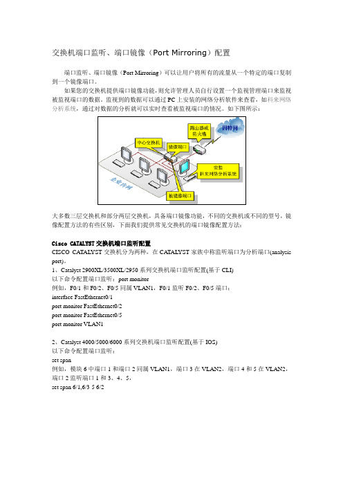 交换机端口监听、端口镜像(PortMirroring)配置