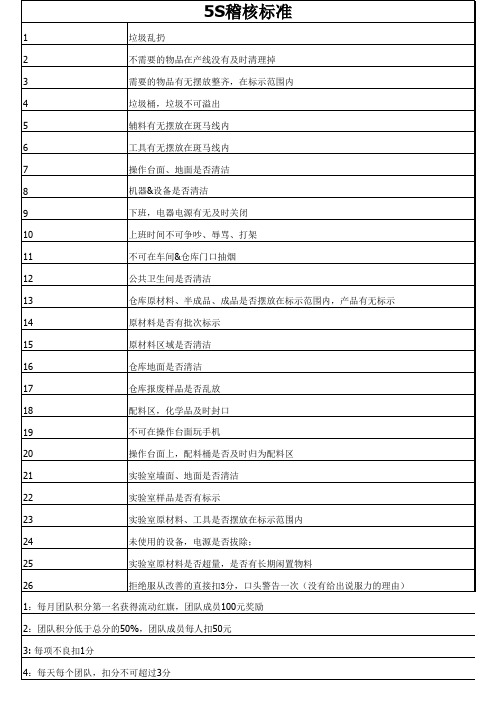 5S稽核标准